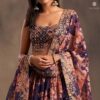 Buy Online Russian Purple Organza Embellished Lehenga Set