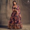 Buy Online Russian Purple Organza Embellished Lehenga Set