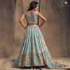 Buy Online Sky Blue Organza Embellished Lehenga Set