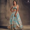 Buy Online Sky Blue Organza Embellished Lehenga Set