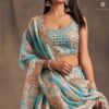 Buy Online Sky Blue Organza Embellished Lehenga Set