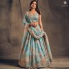 Buy Online Sky Blue Organza Embellished Lehenga Set