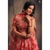 Buy Online Crimson Red Organza Embellished Lehenga Set