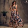 Buy Online Prussian Blue Organza Embellished Lehenga Set