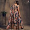 Buy Online Prussian Blue Organza Embellished Lehenga Set