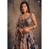 Buy Online Prussian Blue Organza Embellished Lehenga Set