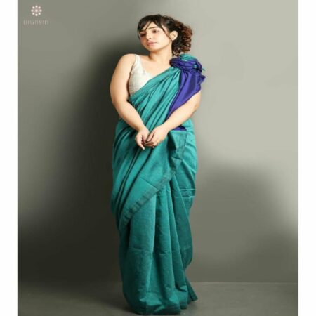Maya Blue and Egyptian Blue Cotton Silk Handloom Saree