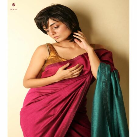 Fandango Pink and Olympic Blue Cotton Silk Handloom Saree