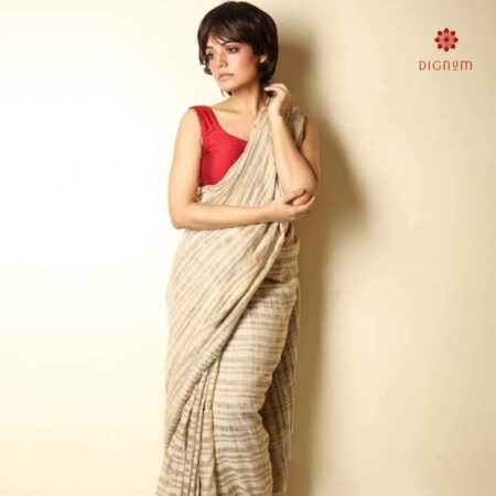 Cream Pure Handwoven Resham Ketia Saree