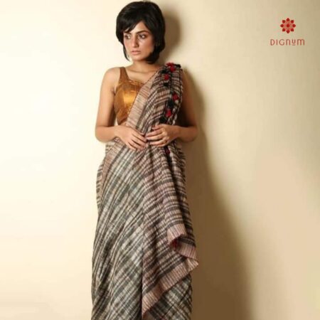 Mouse Grey Pure Handwoven Resham Ketia Saree