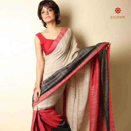 Tricolor Pure Handwoven Resham Ketia Saree