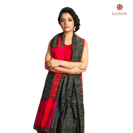 Charcoal Black Pure Handwoven Resham Ketia Saree