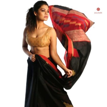 Black Handloom Cotton Silk Saree