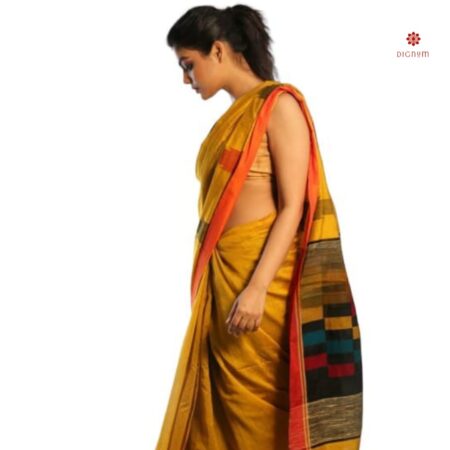 Deep Mustard Yellow Handloom Cotton Silk Saree