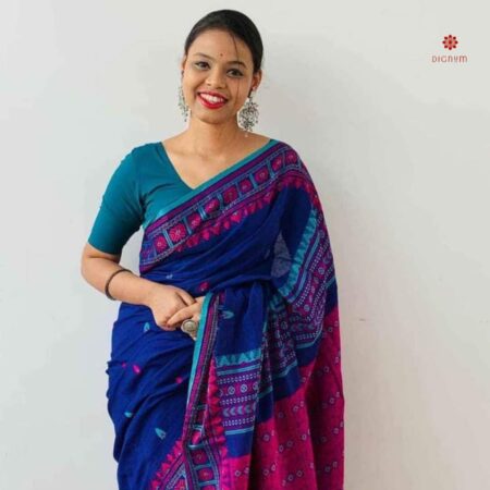 Royal Blue Assam Handloom Cotton Saree