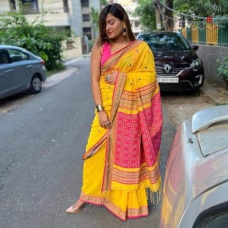 Yellow Assam Handloom Cotton Saree
