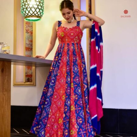 Multicolor Floor Length Dress with Dupatta