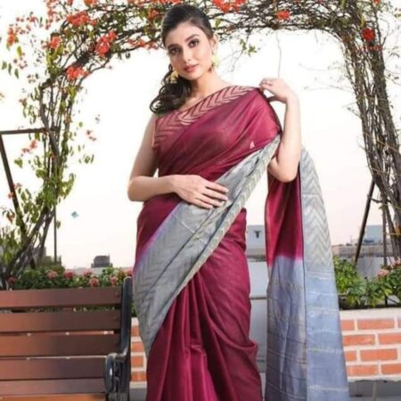 Burgundy Summer Silk Weaving Saree