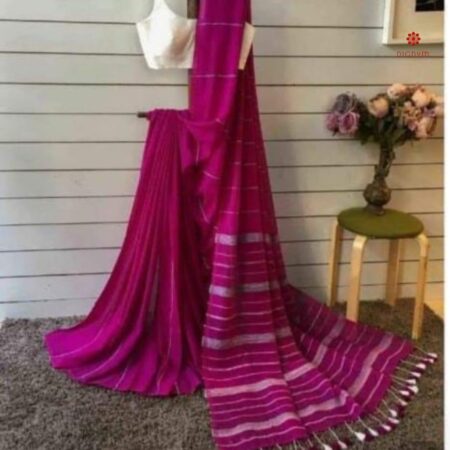 Hot Pink Handloom Khadi Cotton Saree