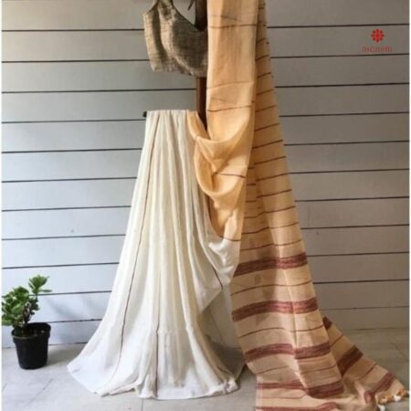 White Handloom Khadi Cotton Saree