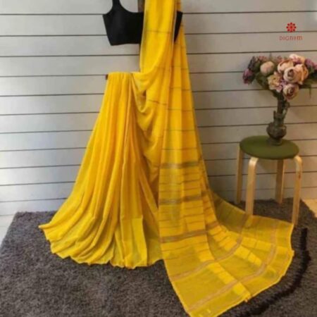 Tuscan Yellow Handloom Khadi Cotton Saree