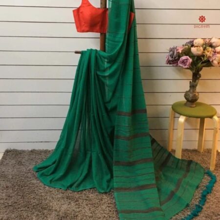 Jade Green Handloom Khadi Cotton Saree