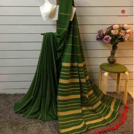 Basil Green Handloom Khadi Cotton Saree