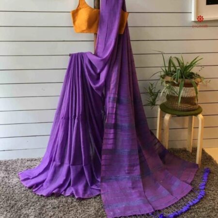 IRIS Purple Handloom Khadi Cotton Saree