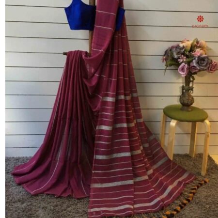 Boysenberry Purple Handloom Khadi Cotton Saree