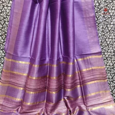 Buy Online Lavender Handwoven Pure Tussar Ghicha Silk Saree