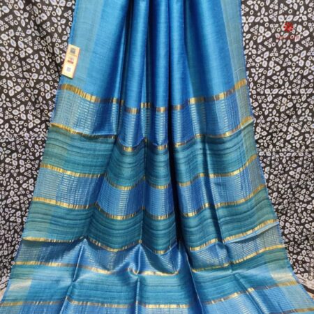 Buy Online Maya Blue Handwoven Pure Tussar Ghicha Silk Saree