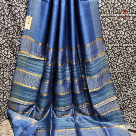 Buy Online Zenith Blue Handwoven Pure Tussar Ghicha Silk Saree