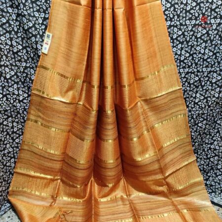 Buy Online Honey Yellow Handwoven Pure Tussar Ghicha Silk Saree