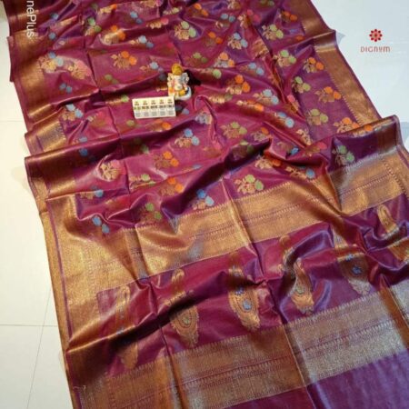 Buy Onlne Fandango Purple Pure Munga Silk Banarasi Saree