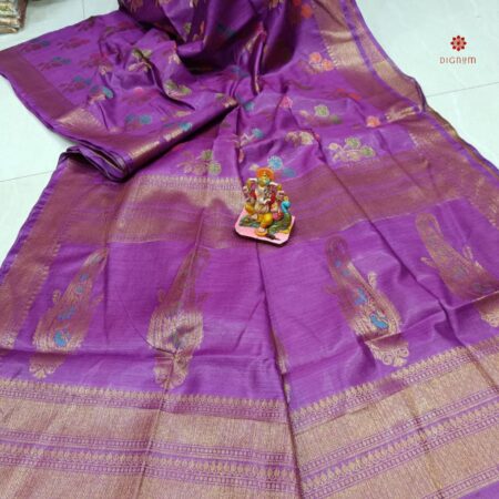 Buy Online Amethyst Purple Pure Munga Silk Banarasi Saree