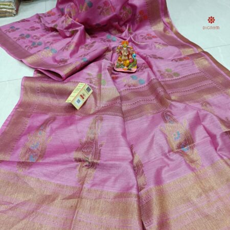 Buy Online Heliotrope Purple Pure Munga Silk Banarasi Saree