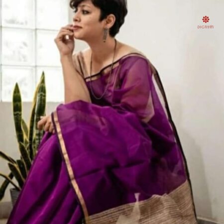 Buy Online Byzantium Purple Handloom Cotton Saree