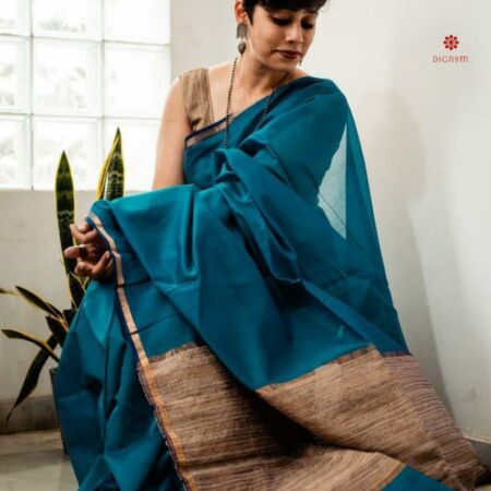 Buy Online Yale Blue Handloom Cotton Saree