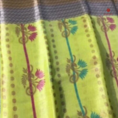 Buy Online Pear Green Groegette Saree with Border
