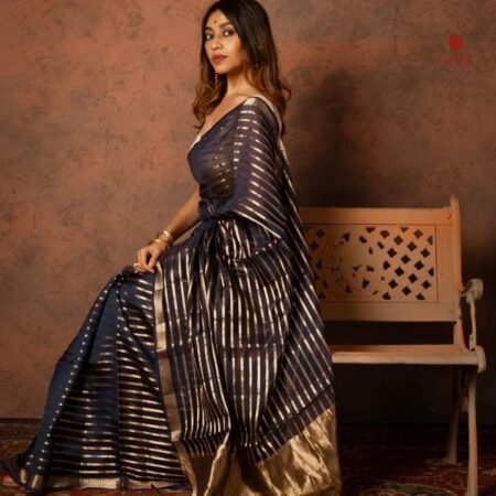 Buy Online Charcoal Black Pure Kota Silk Saree