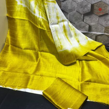 Buy Online Lemon Green Pure Tussar by Dupion Silk Shibori Saree