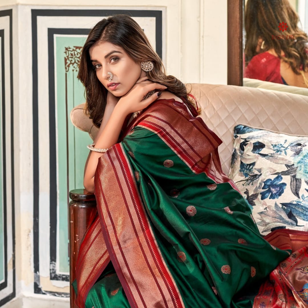 dark green paithani
