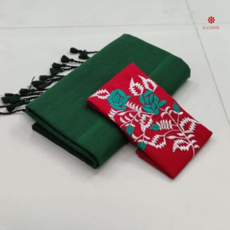 Buy Online Green Pure Khadi Cotton Saree