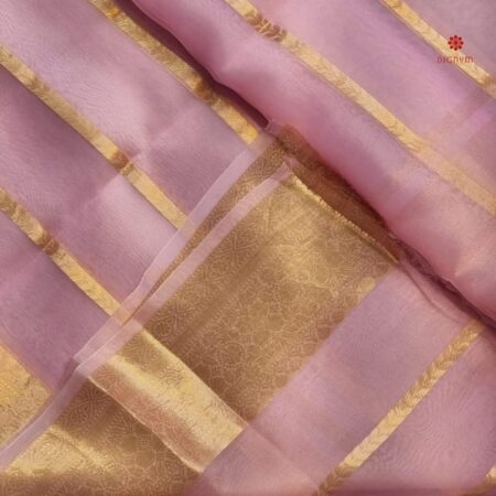 Buy Online Baby Pink Banarasi Kora Organza Silk Saree