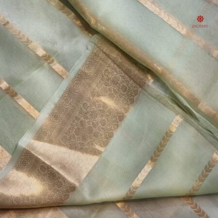 Buy Online Tea Green Banarasi Kora Organza Silk Saree