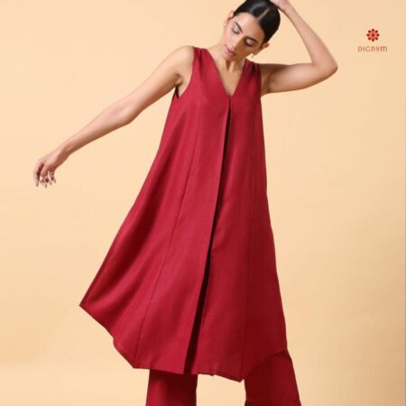 Buy Online Cherry Red Designer Premium Cotton Co-ord Set