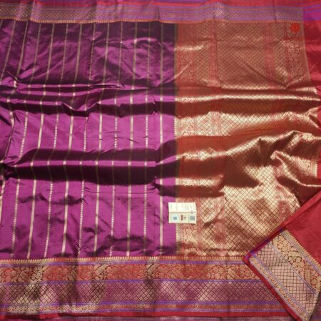 Buy Online Grape Purple Pure Handloom Banarasi Katan Silk Saree