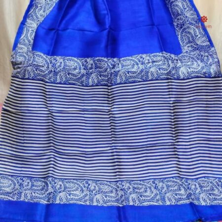 Buy Online Royal Blue Pure Bishnupuri Silk Saree
