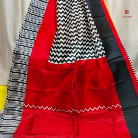 Buy Online Red and White Pure Bishnupuri Silk Saree