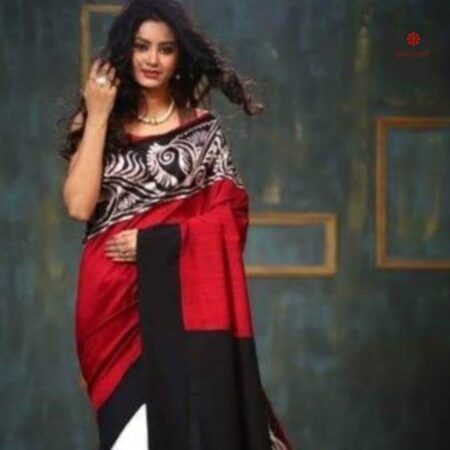 Buy Online Tricolor Pure Silk Hand Painted Saree